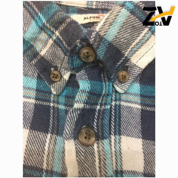 Men's Blue Plaid Alpine Lakes Flannel Shirt Size M Medium - Picture 5 of 12